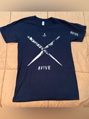 American Apparel Black T-Shirt with White Crossed Brush & Pen Graphic